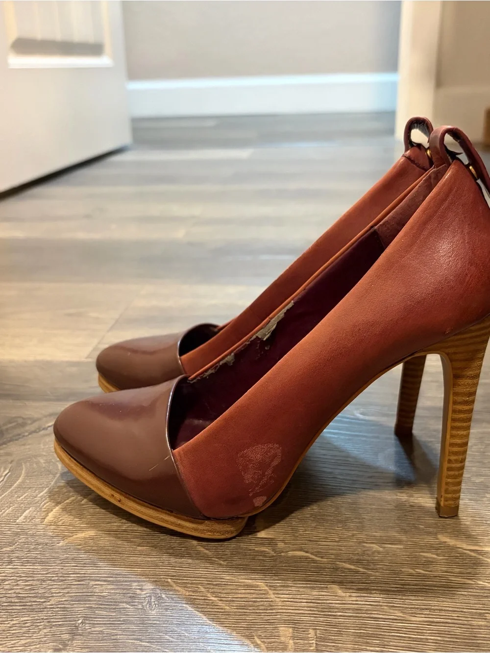 kate spade Two-Tone Brown and Burgundy High Heel Pumps